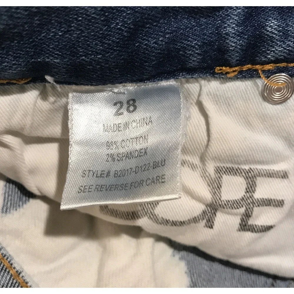 Dope Jeans Mens 28x28 Slim‎ Fit Button Fly 5-Pocket Stretch Flex Denim Blue